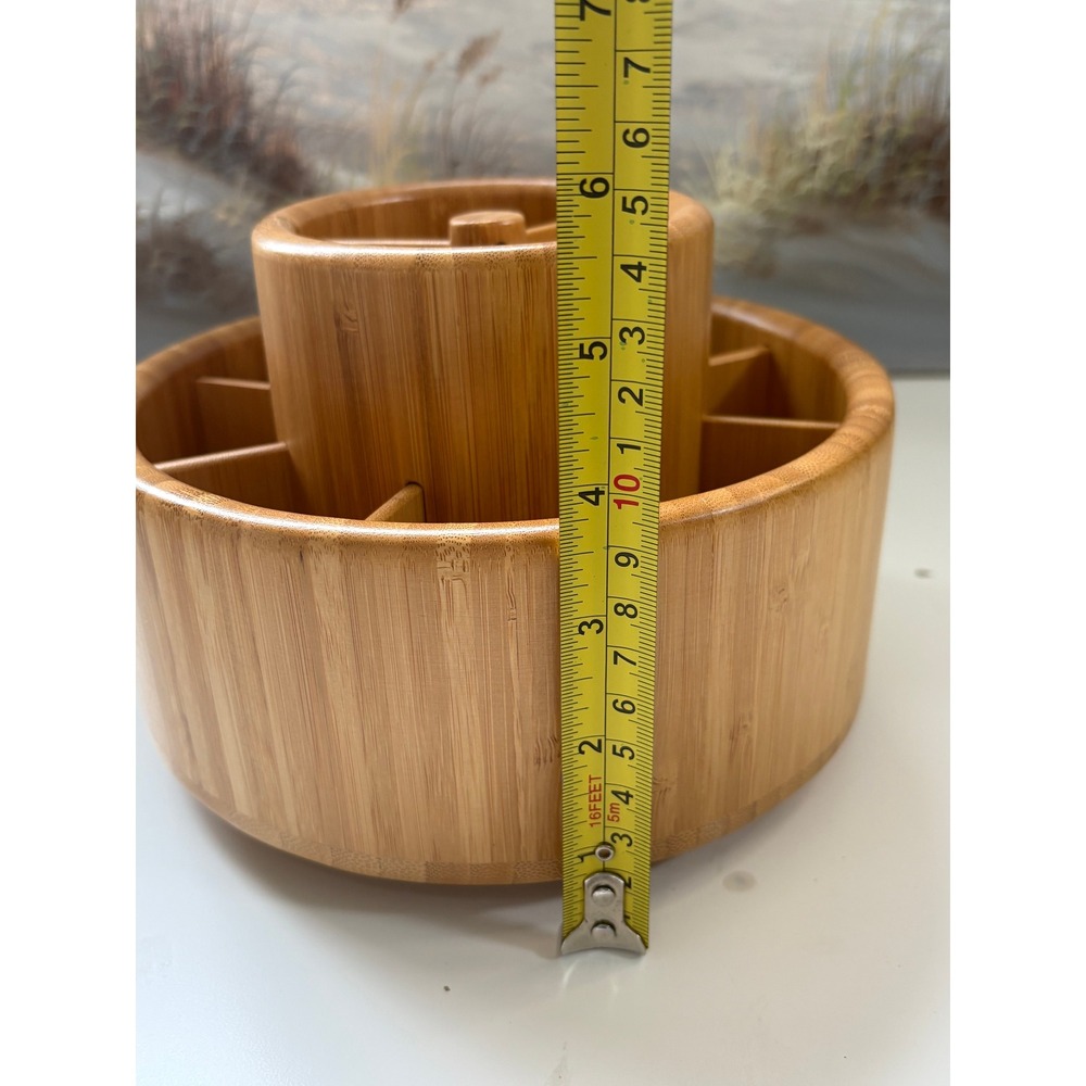 Pampered Chef Bamboo Tool Turn-About Carousel Utensil Holder Caddy #2172 Retired - Picture 9 of 10
